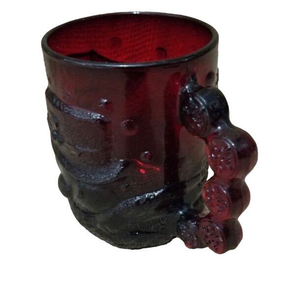 Luminarc Vintage Arcoroc Snowman Ruby Red Glass Mug, Coffee Cup Tea Christmas Fr - Picture 6 of 7